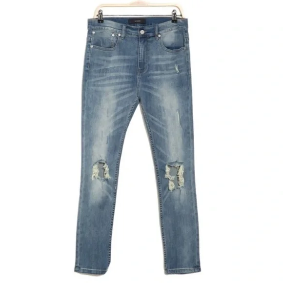 Stampd Jeans Womens Size 28 Pacific Blue‎ Busted Knee Distressed $300 Retail NEW - Picture 11 of 15